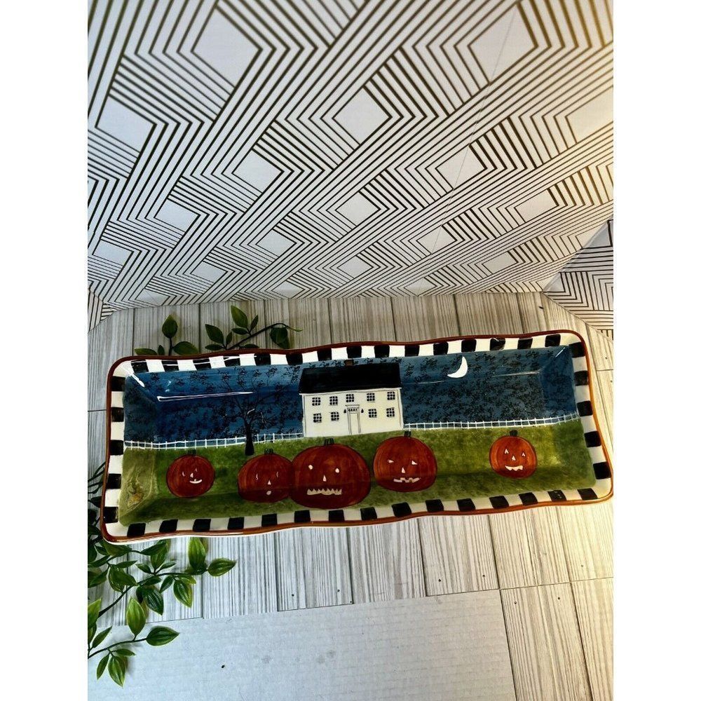 SAKURA DAVID Carter Brown Pumpkin Hollow Halloween platter candy tray Vintage